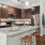 a kitchen with a marble island